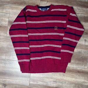 Men's Cotton Striped Sweater - Red and Blue